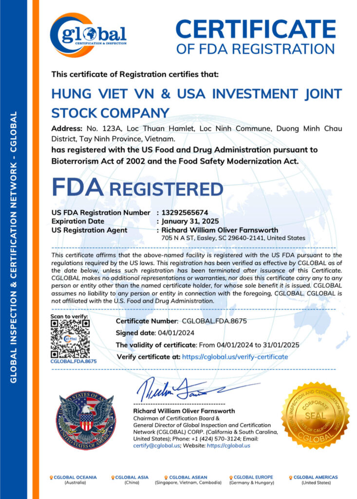 Hưng Việt – Mở đầu mới trong xuất khẩu nước mắm với Giấy chứng nhận FDA ...